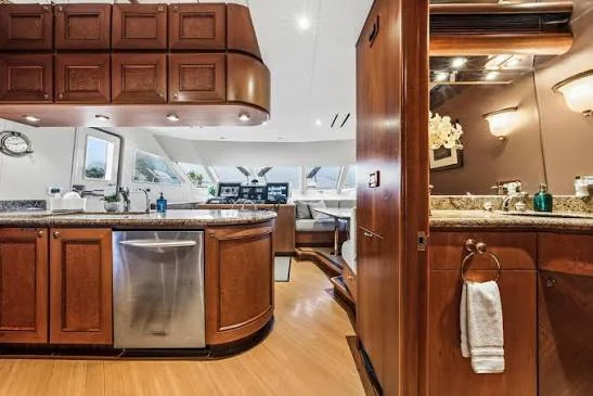 Stainless undercounter refrigeration installed in a yacht galley